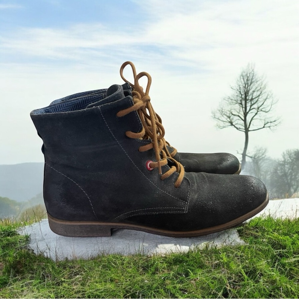 NOBRAND Booze Men’s Biker Chukka Boots Black Leather Lace-up size 43 EU , 10 US